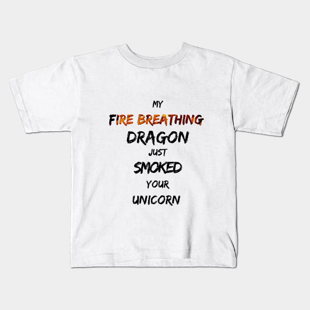 Dragon Smoked Unicorn Kids T-Shirt by SammysCreations